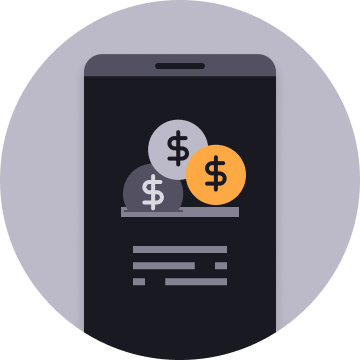 Mobile device with a cash in operation on screen - Pismo.io