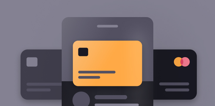 Vectorial art of a credit card and a debit card on a mobile app