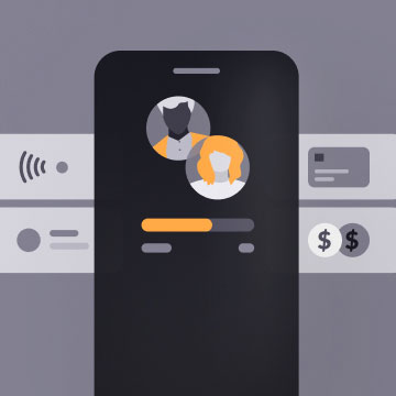 Vectorial art of multiple forms of payment on a digital wallet banking app